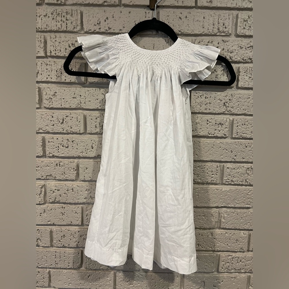 Mom & Me White Smocked and Tiny Pearls Dress with Ruffled Sleeves 18 mo Formal